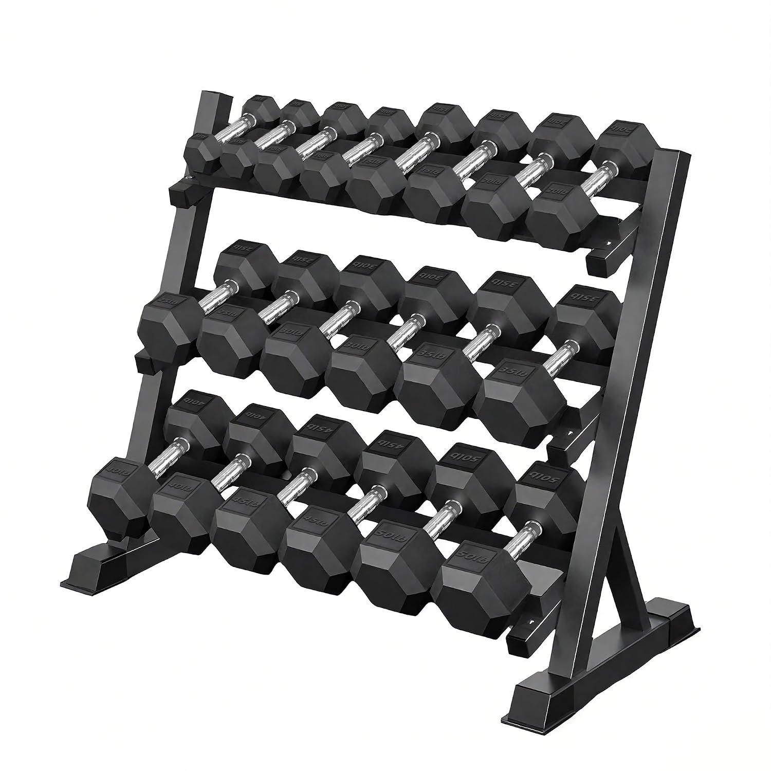 Hex Dumbbell Set - 350/450/550 Lbs Hex-Hantel-Set mit 3-stufigem Ständer,