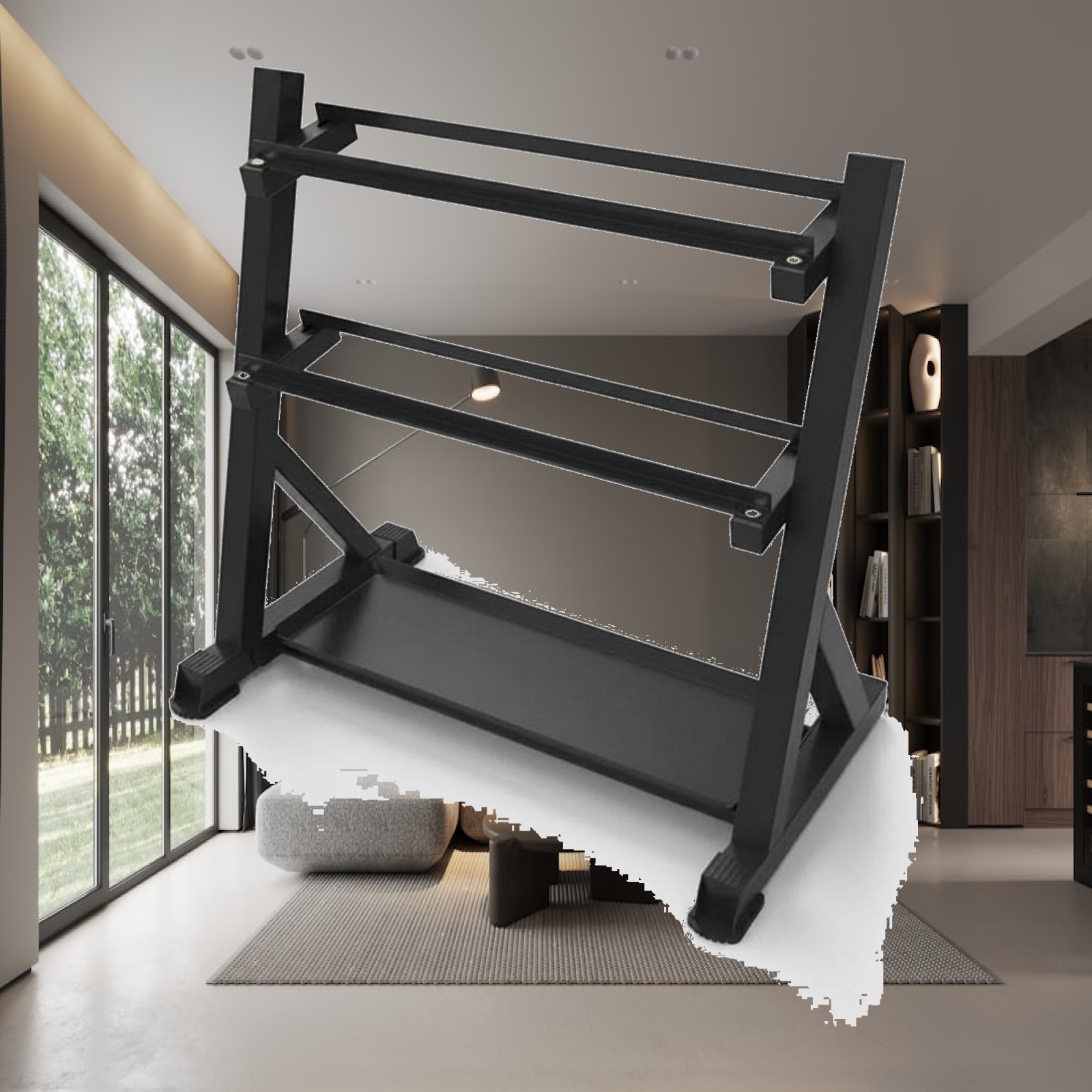 Home Gym Usa - 3-stufiger Hantelständer, platzsparend, robust, für Heimfitness-Studio-Nutzer