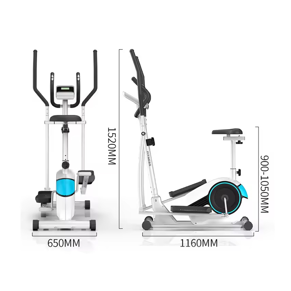 Home Gym Manual - Manueller Stahl-Ellipsentrainer mit Sitz, LED-Anzeige, Magnetisches