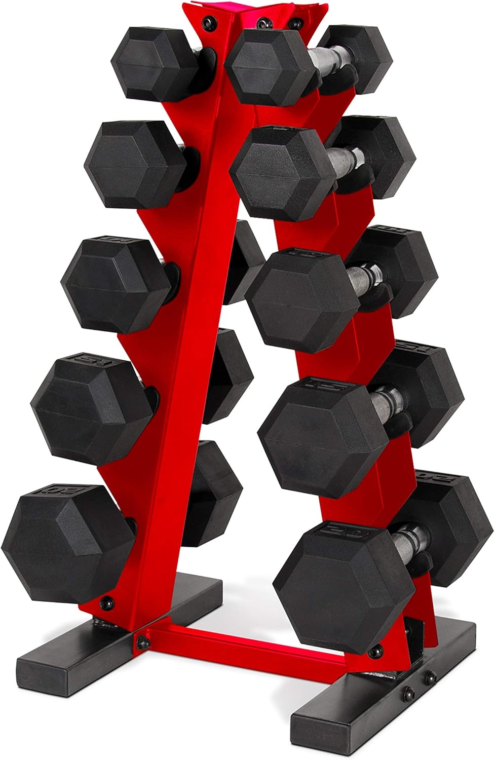 Hex Dumbbell Set - Beschichtetes Hex-Hantelset mit Vertikalständer für Fitness,