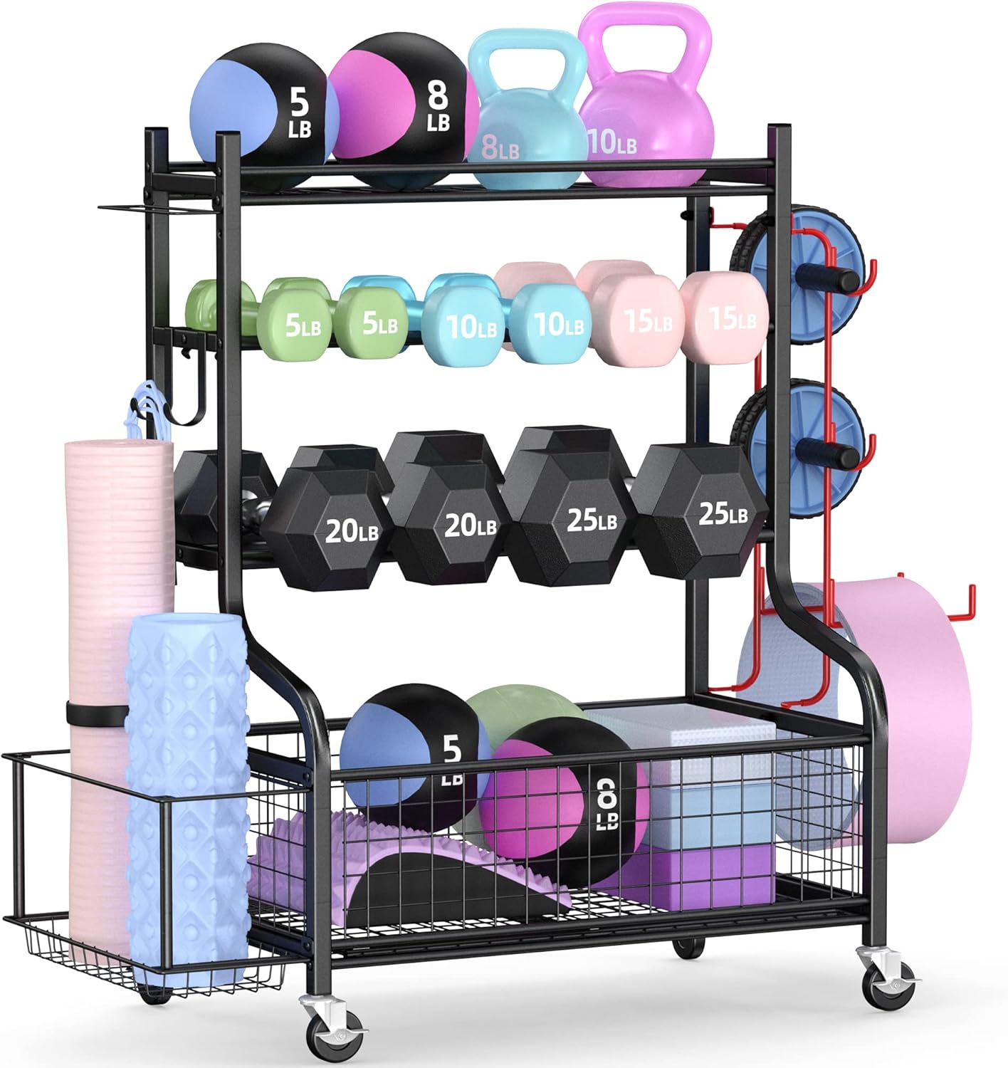 Home Gym Usa - Hantelständer für das Heimstudio mit Rollen,