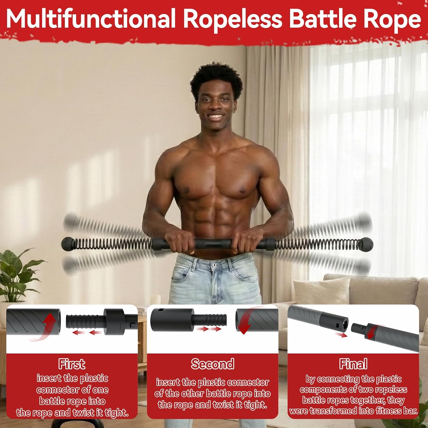 Home Gym Workout Equipment - 2-in-1 Verbessertes kabelloses Battle Rope Power