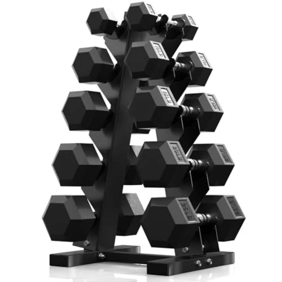 Hex Dumbbell Set - Hex-Hantelsets mit Ständer 60-550lb Gummibeschichtetes Hantelgewicht-Set